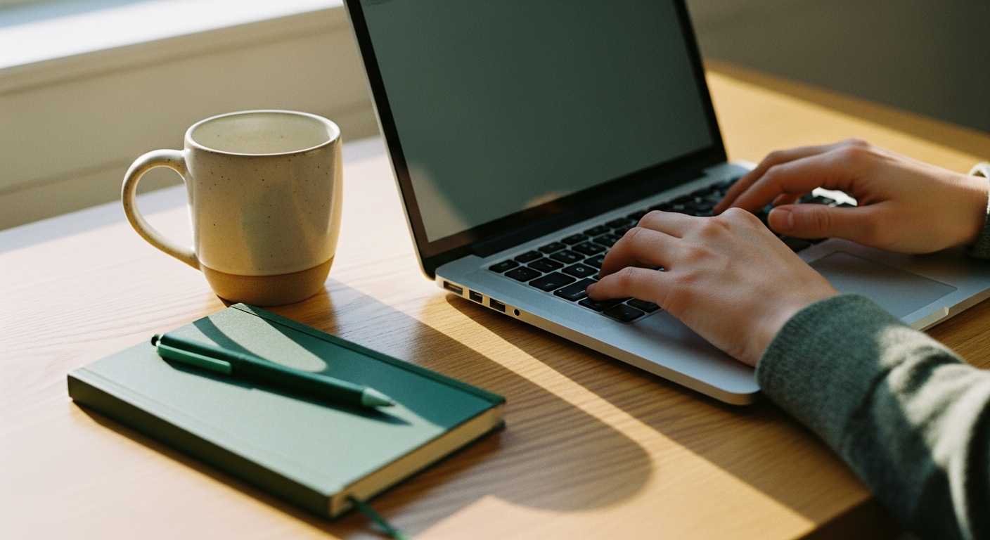 Hands typing on a keyboard